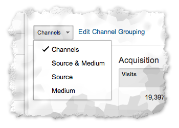 You can also modify the Overview report further, clicking on the ‘Channels’ sele