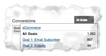You can switch the conversion data that is presented in the report, by selecting