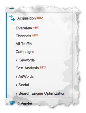 New acquisition reports in google analytics