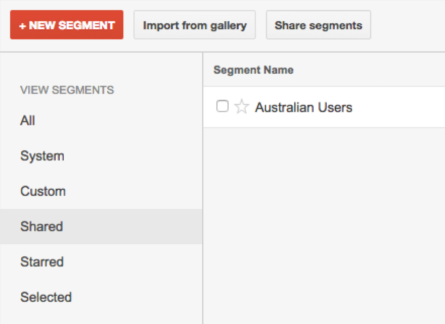 4. You'll find your segment within the 'Shared' section of the segmentation pane