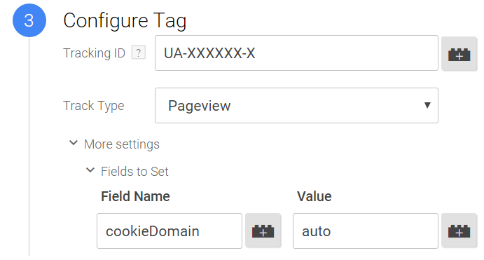 If you are using Google Tag Manager, the equivalent configuration in your Google