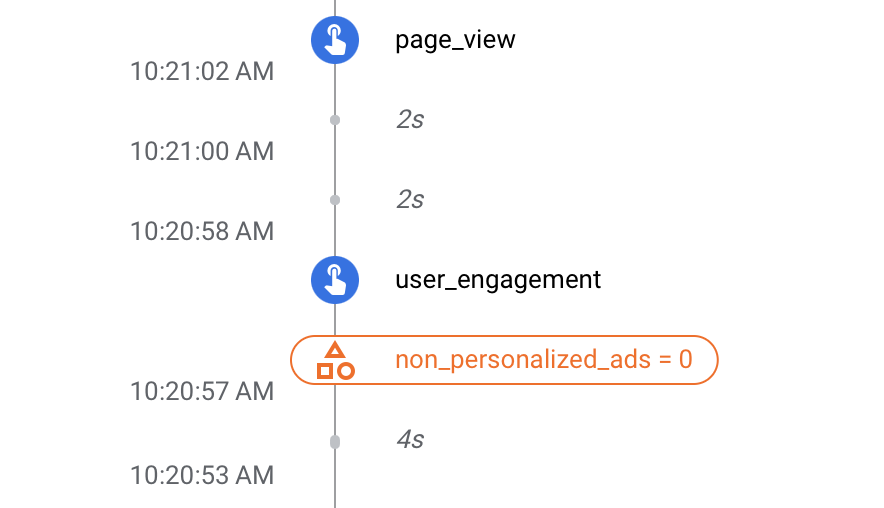 It looks like this in the Google Analytics DebugView
