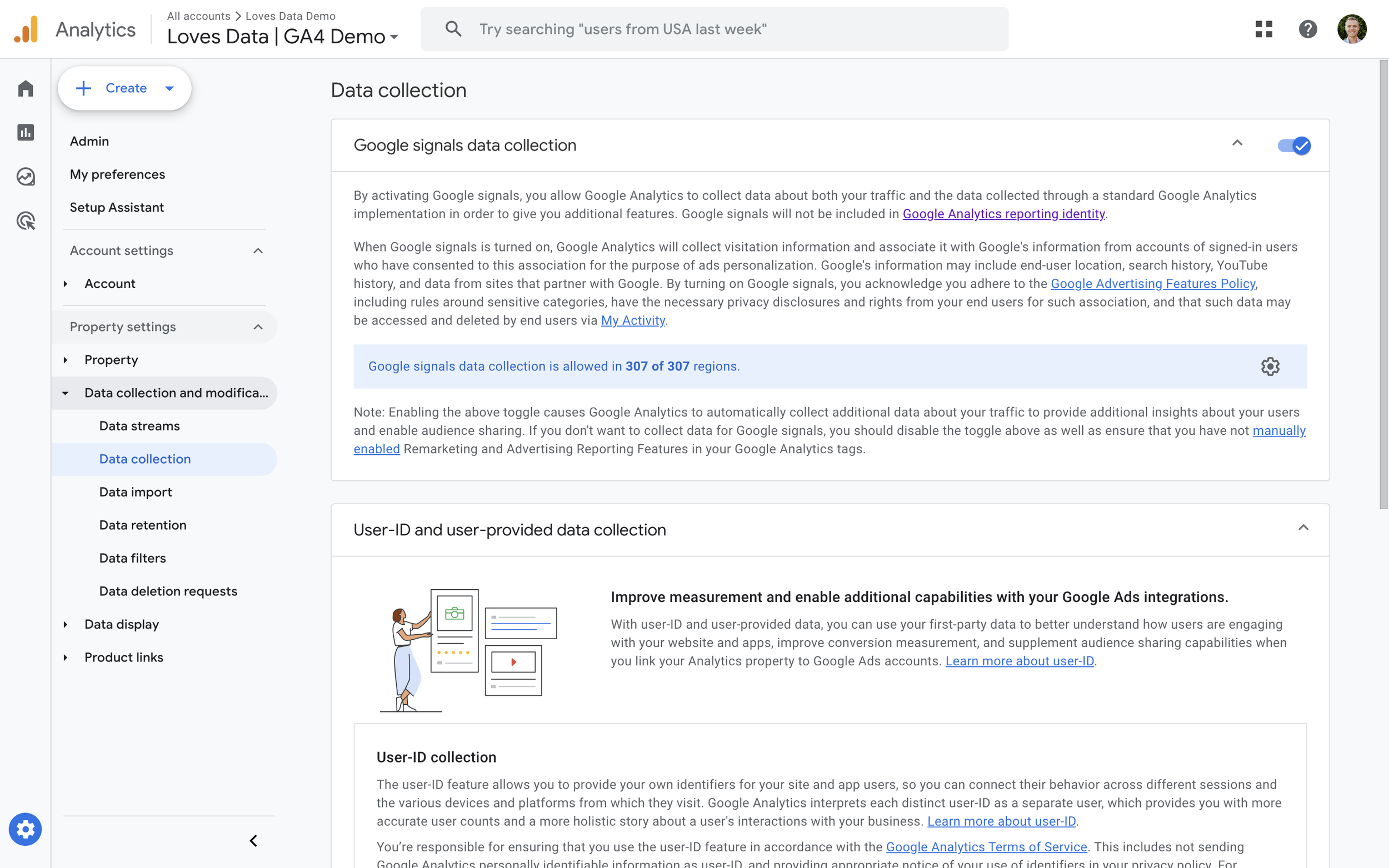 You can enable Google Signals (or check if it’s already enabled) by navigating t
