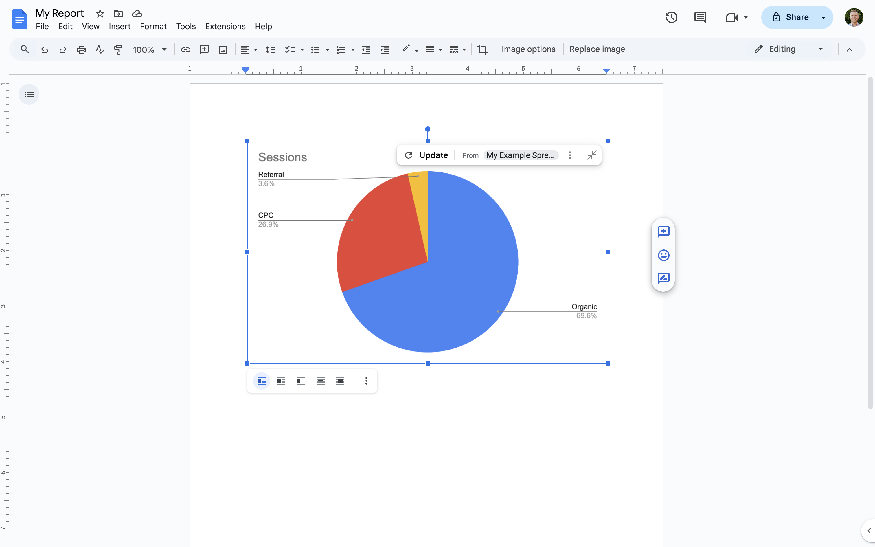 Insert charts from Google Sheets into Google Docs