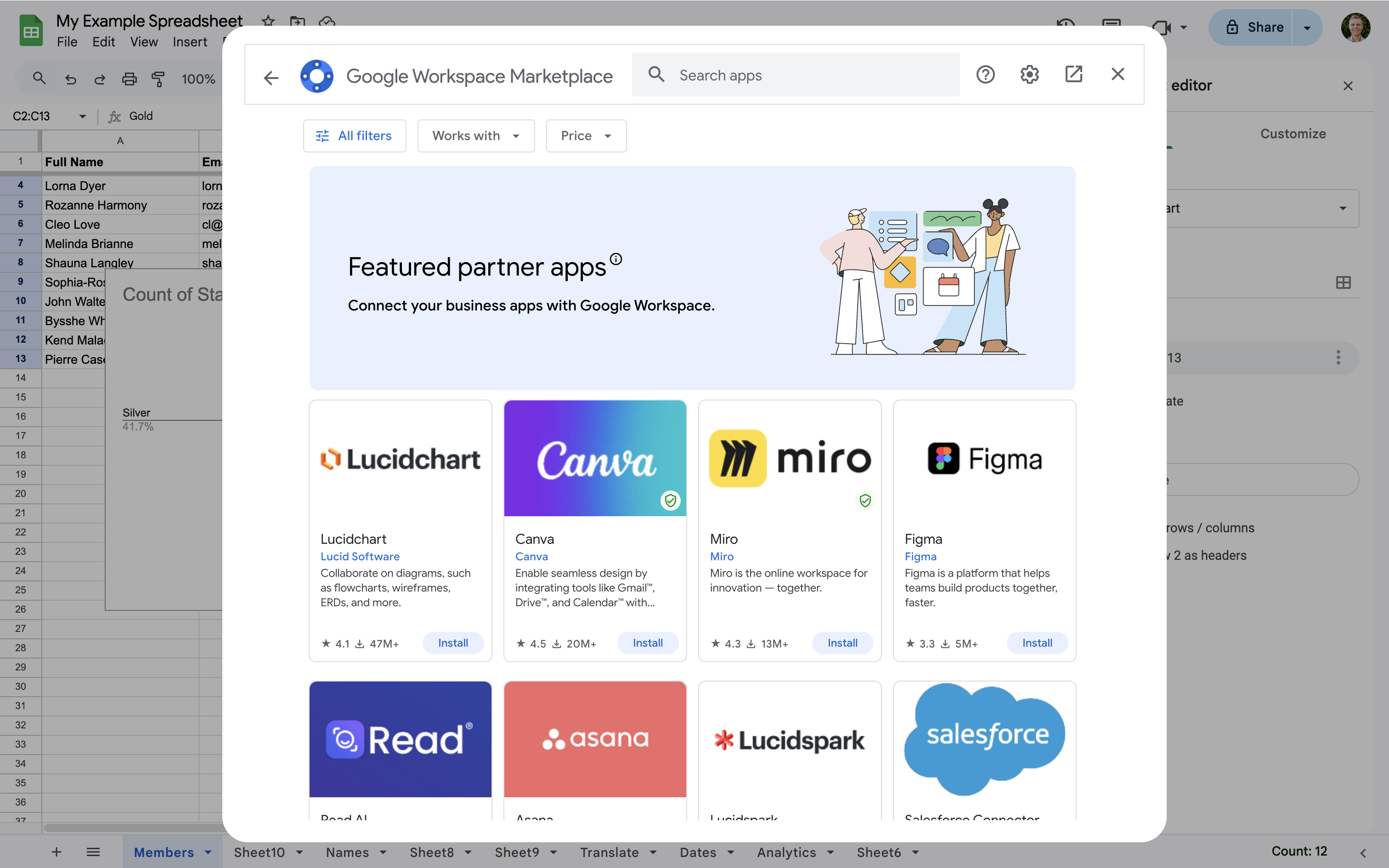 Use add-ons to extend Google Sheets and automatically pull in data from other platforms