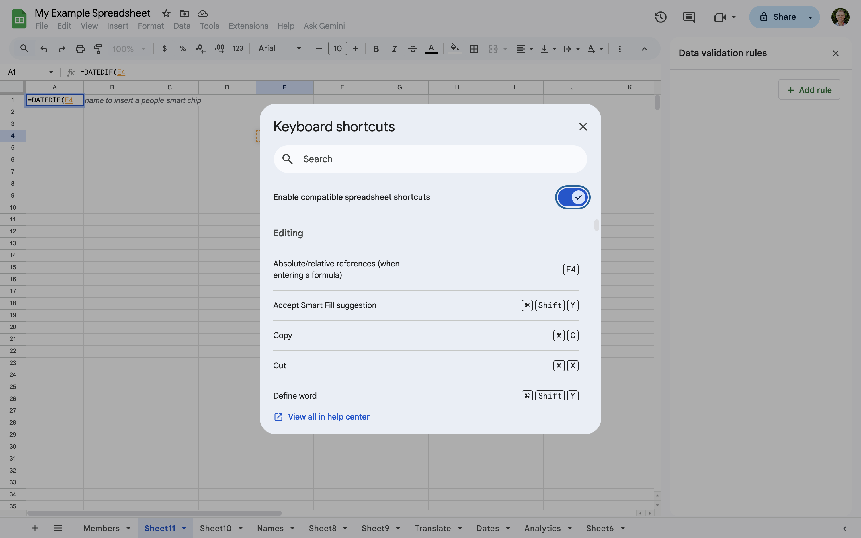 Speed up Google Sheets with keyboard shortcuts