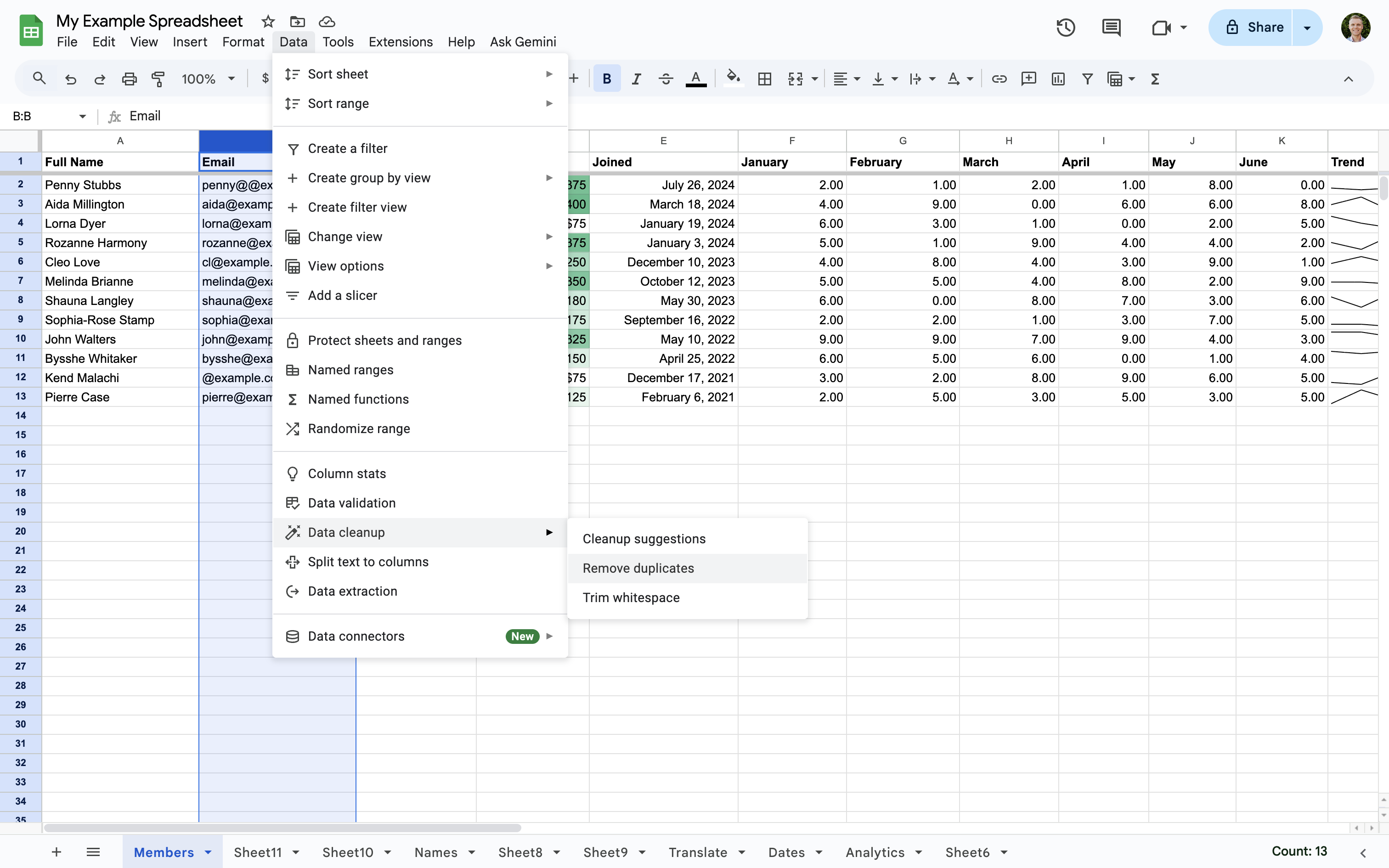 Remove cells with duplicate values
