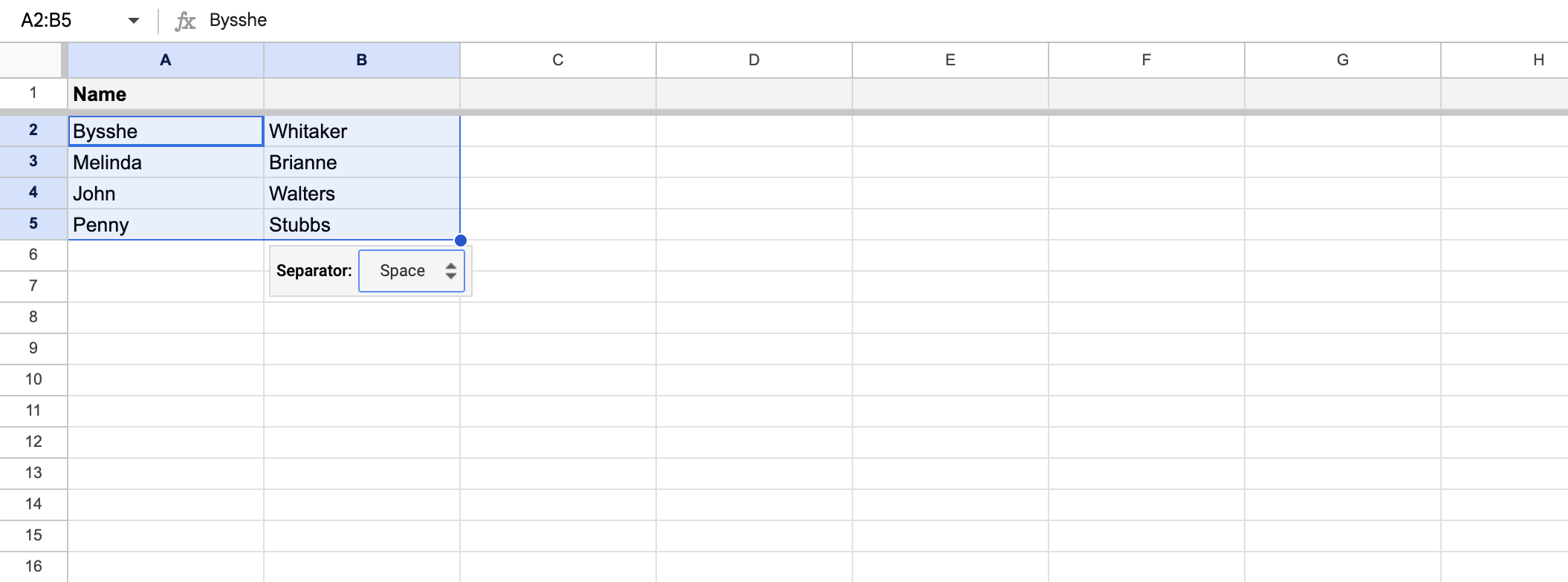 Split text in your spreasheet