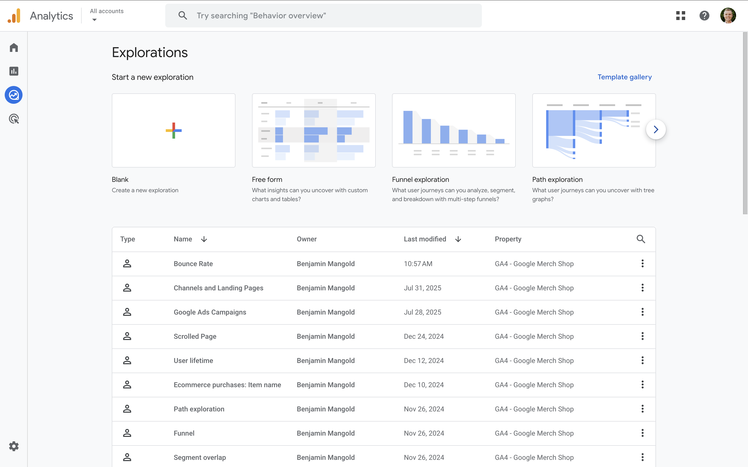 Exploration reports in Google Analytics let you create custom reports and visualizations