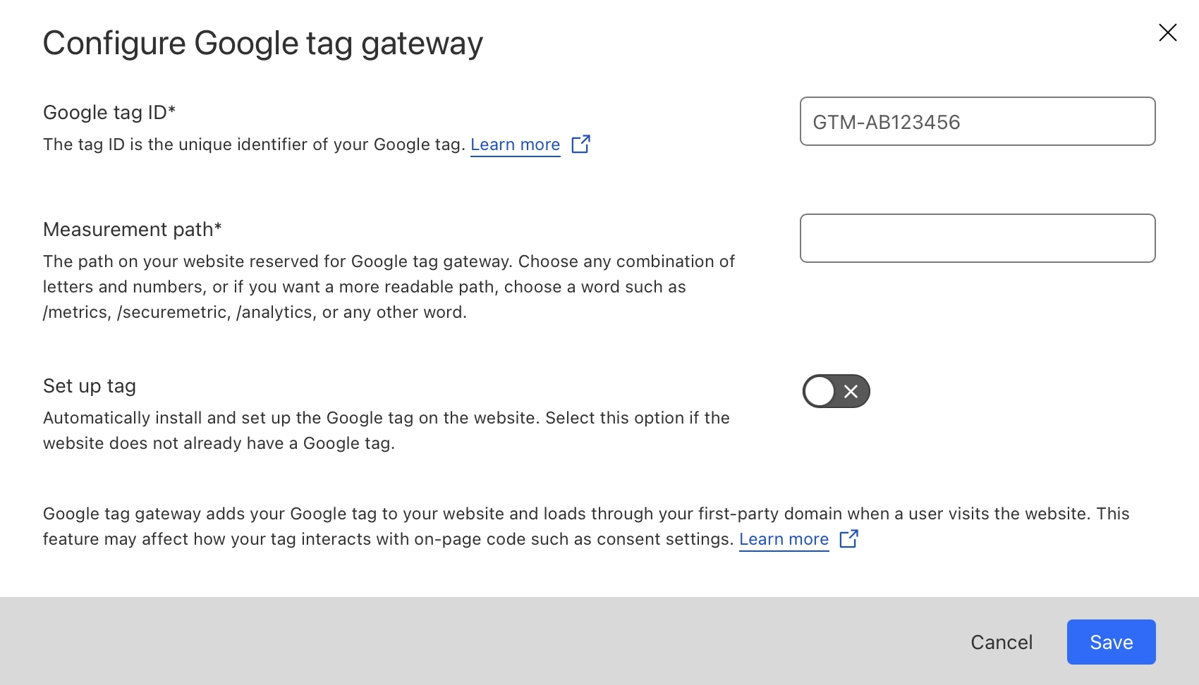 Google Tag Gateway configuration in Cloudflare