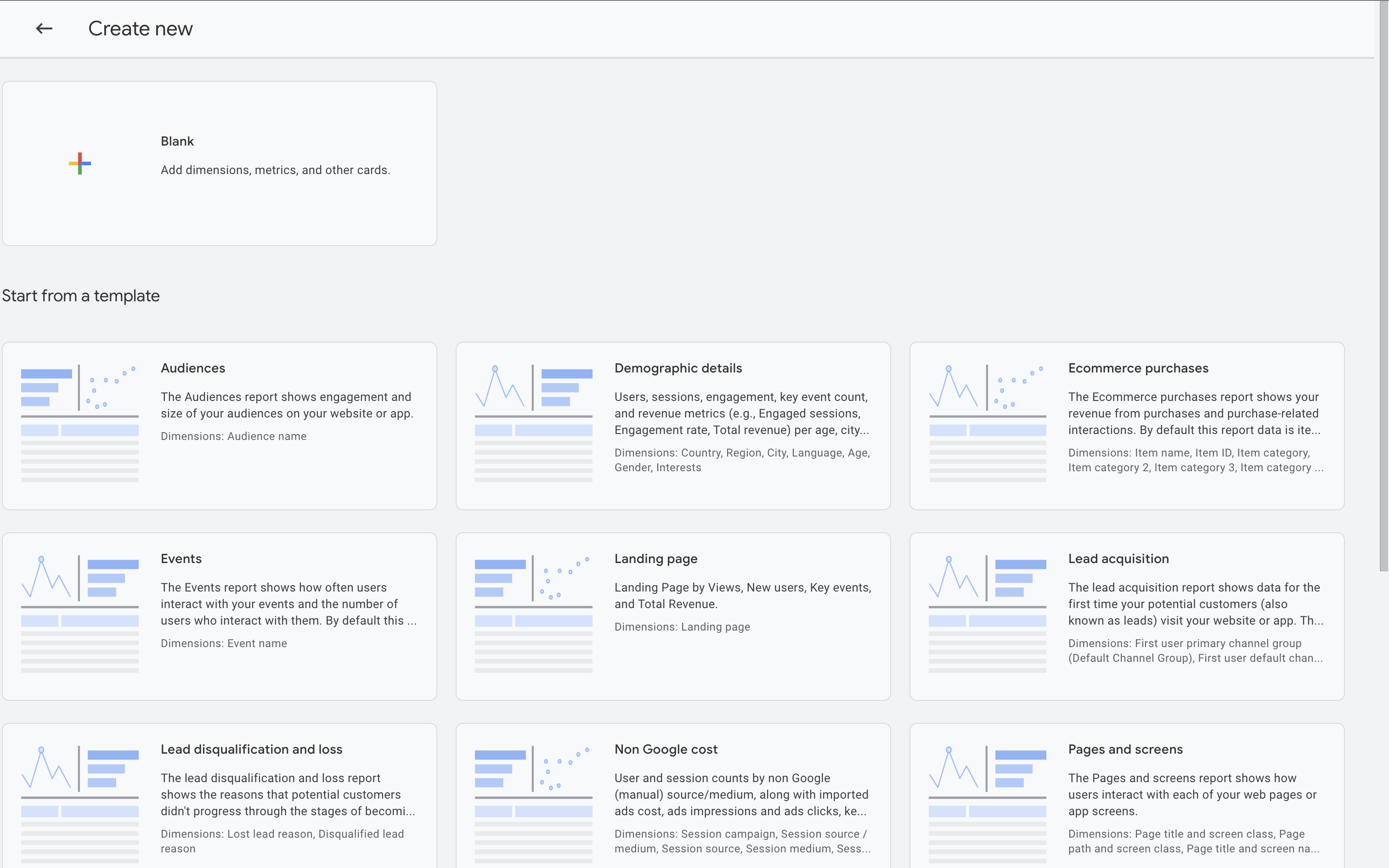 Report template options