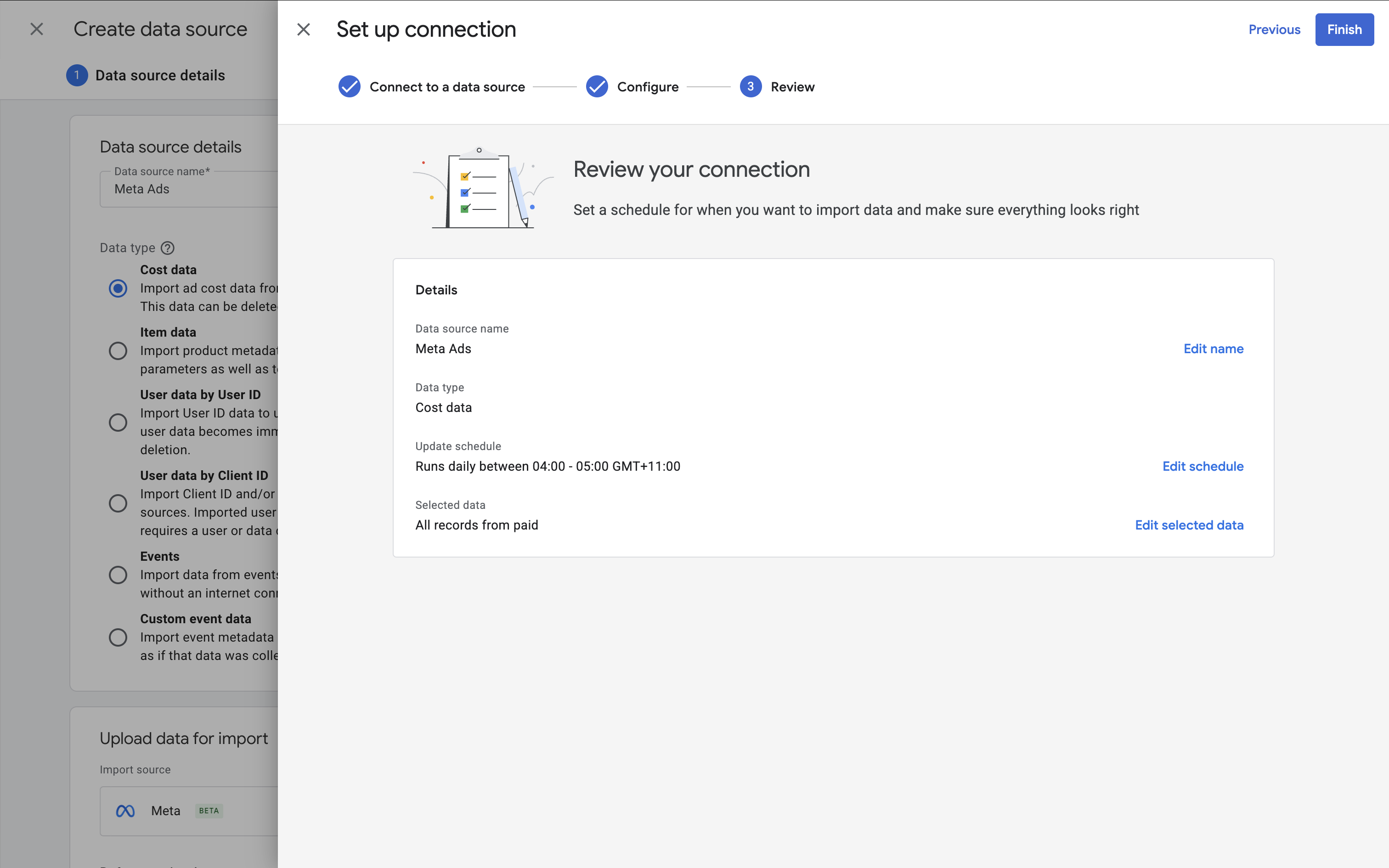 Review connection in Google Analytics