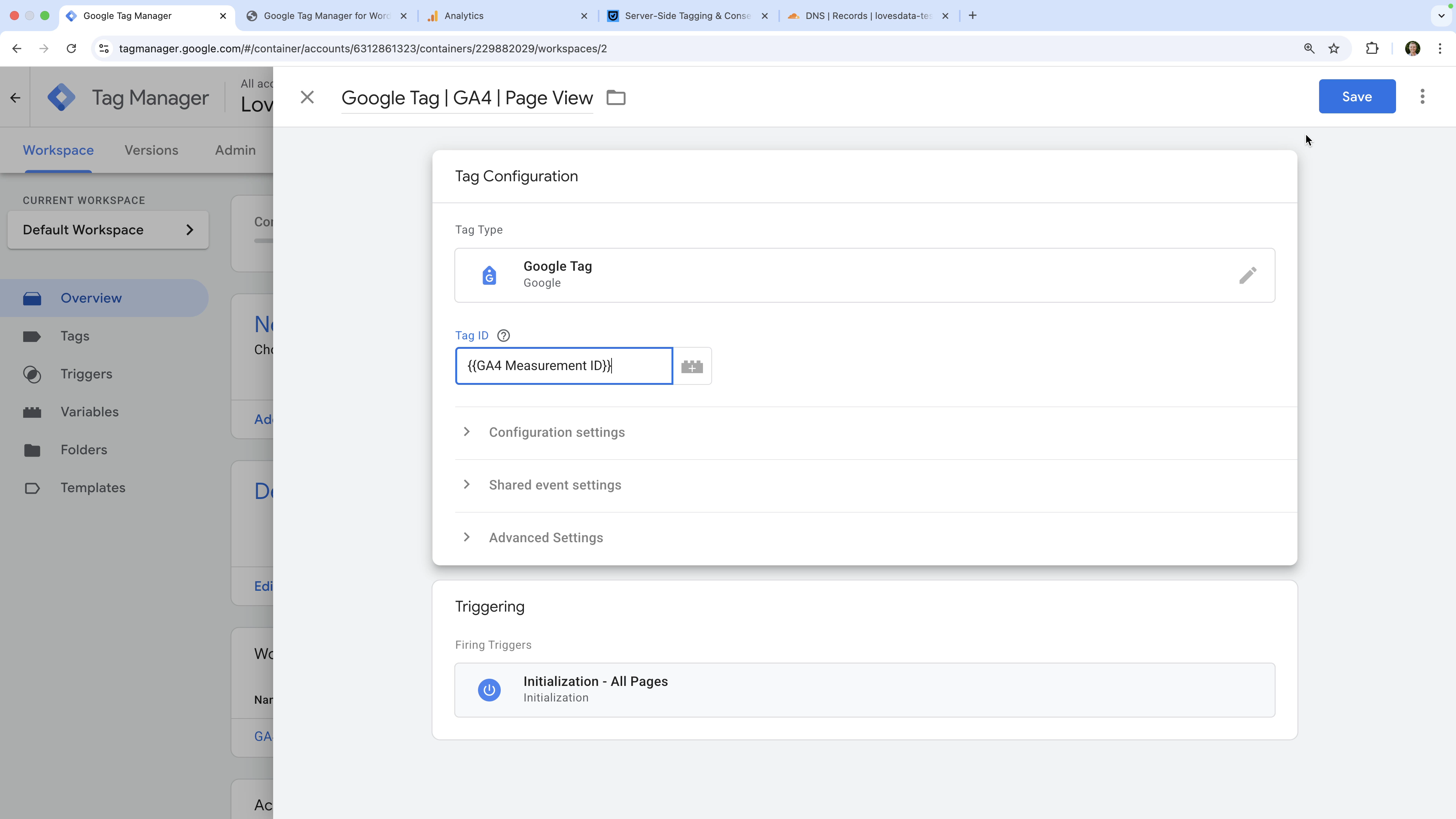 Google Tag for GA4 configured in Google Tag Manager