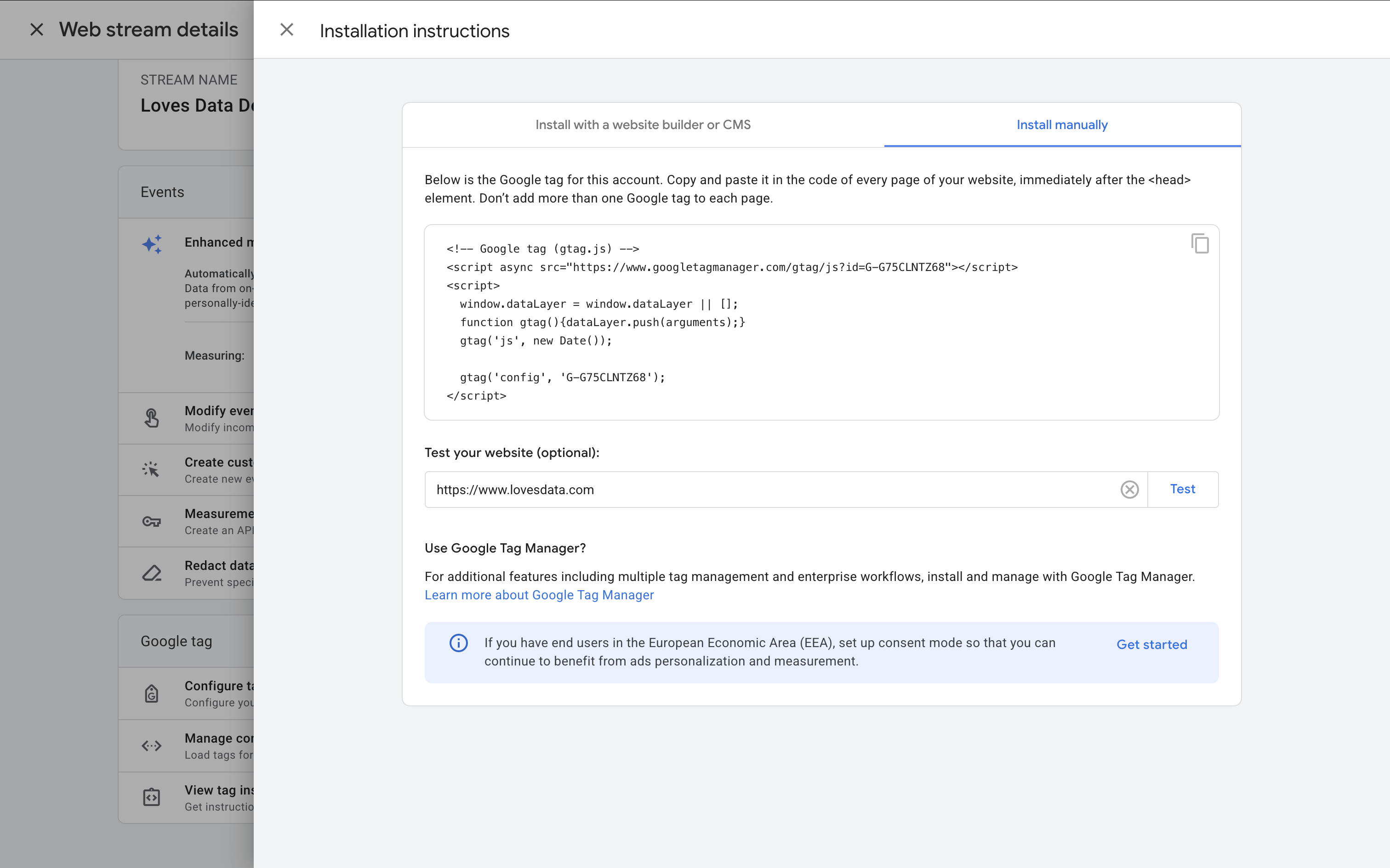 Standard Google Tag (gtag.js) for Google Analytics
