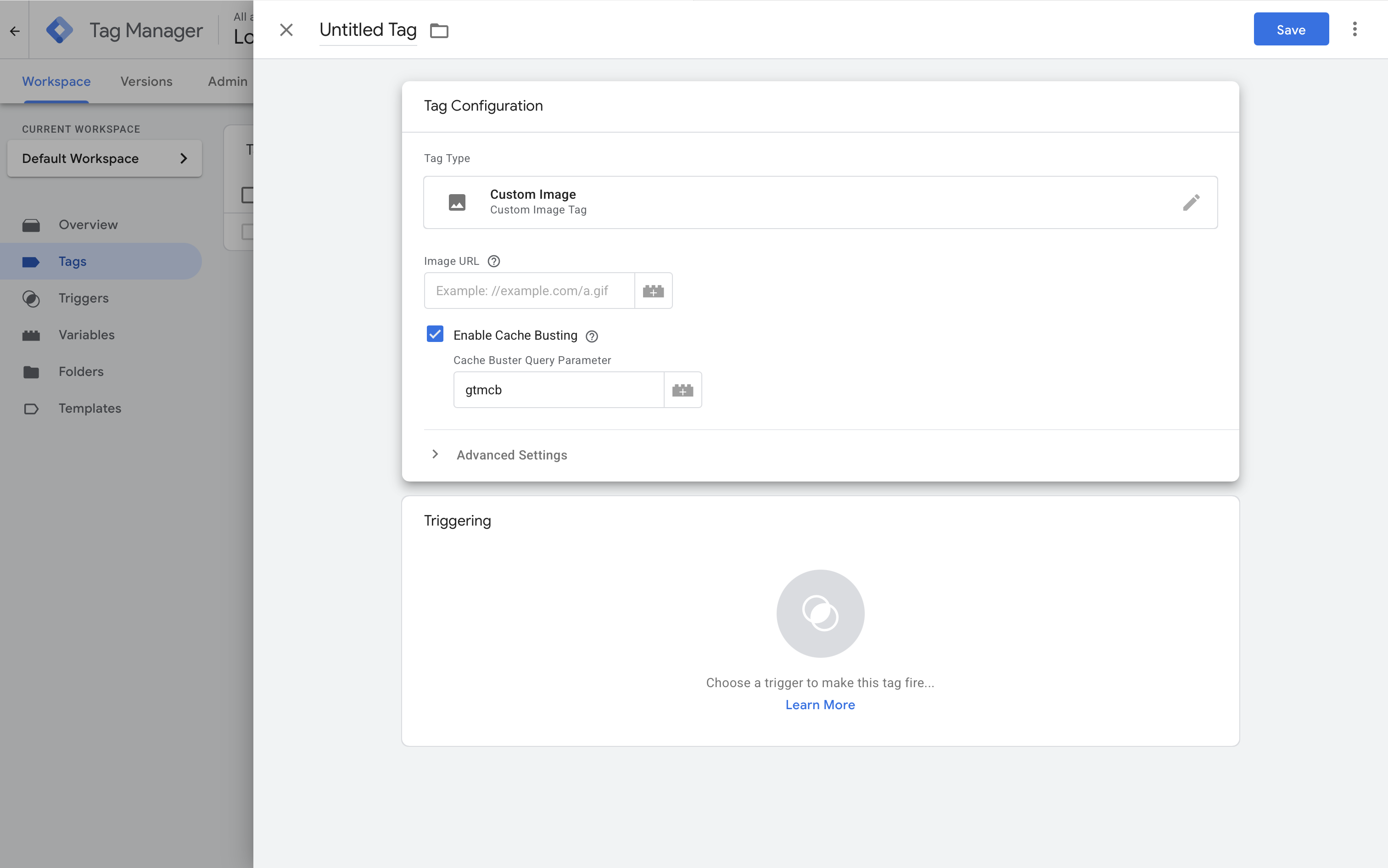 Custom image tag configuration in Google Tag Manager