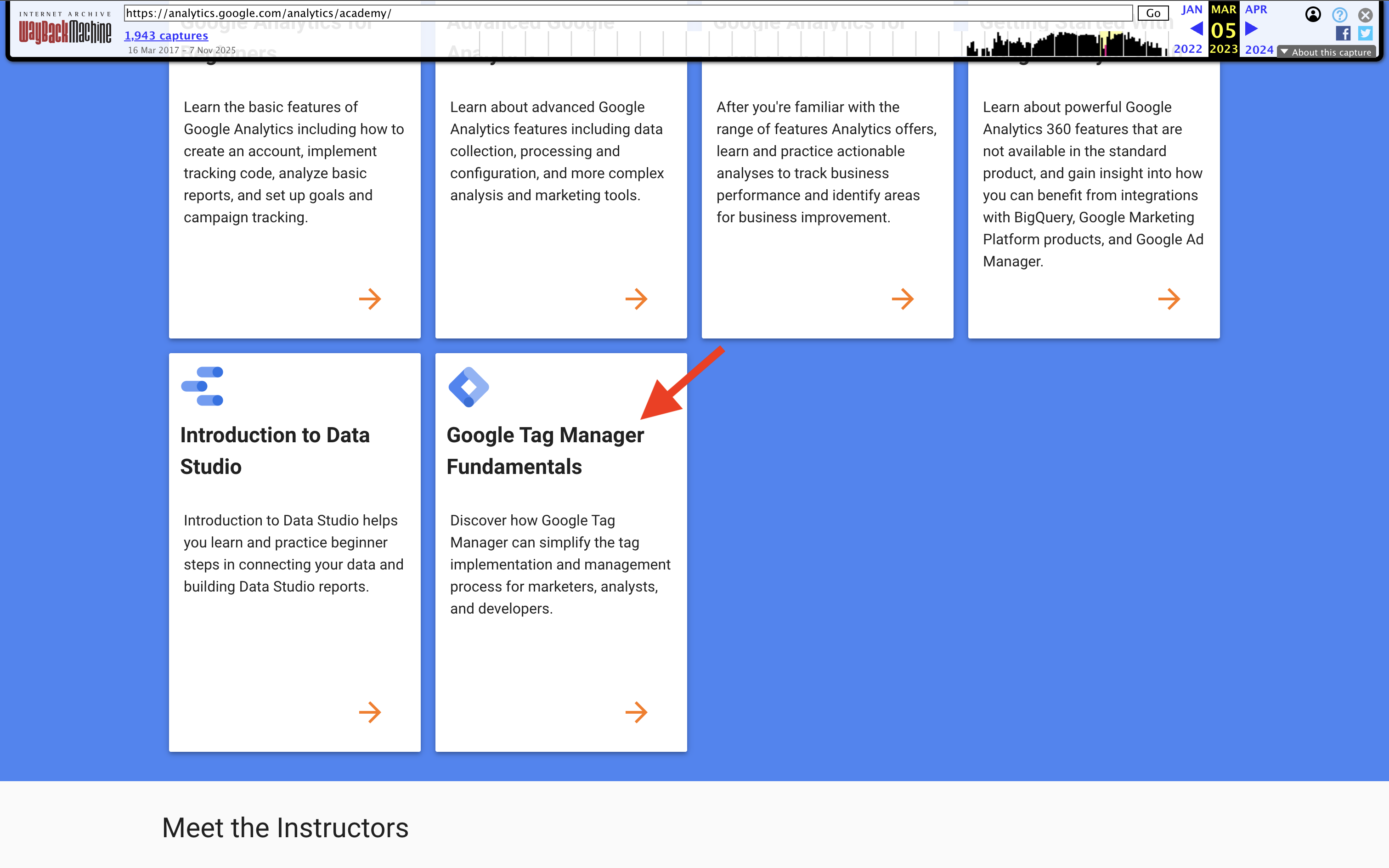 Previous Google Tag Manager Fundamentals course on Google Analytics Academy