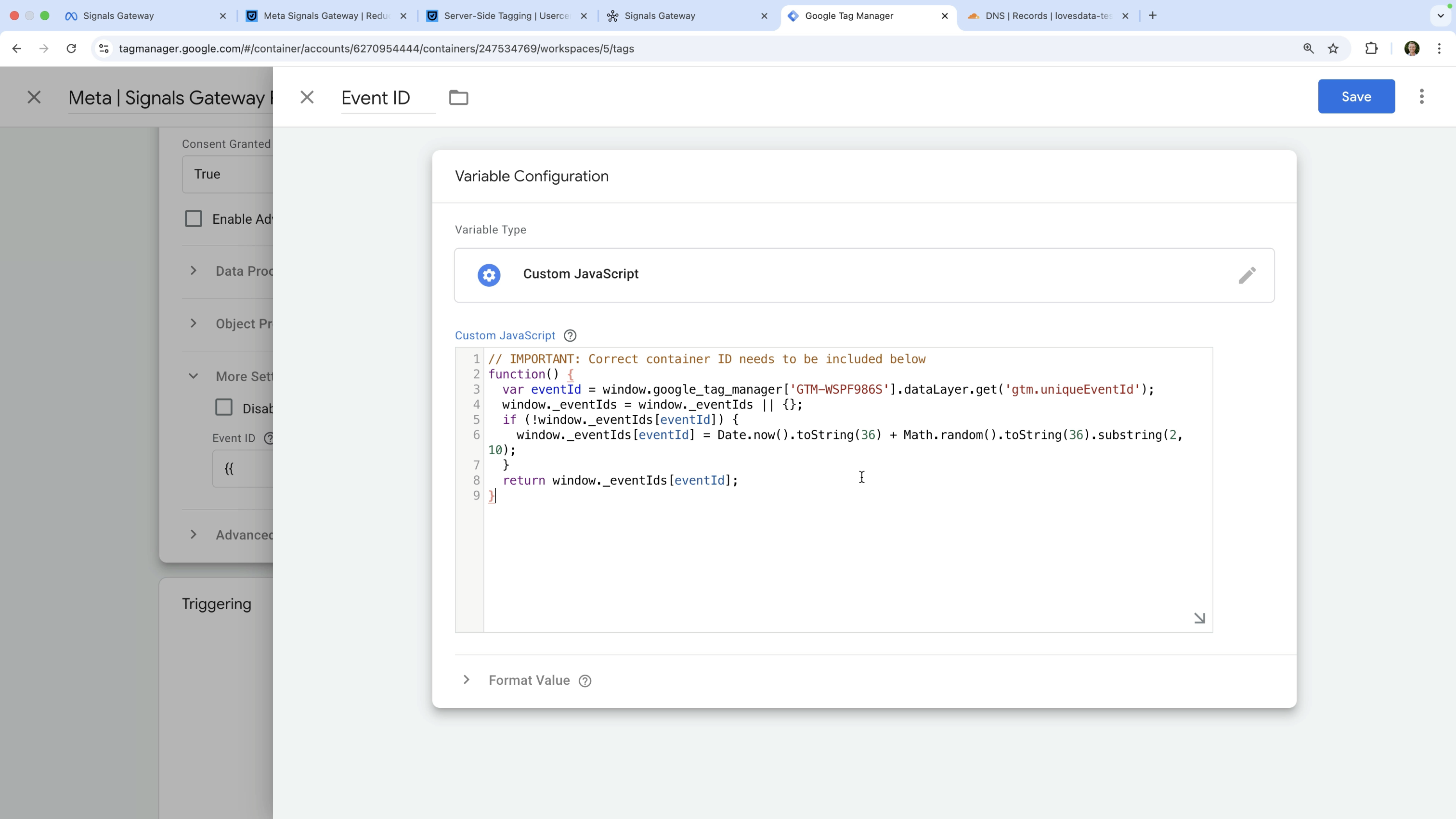 Custom JavaScript variable for 'Event ID'