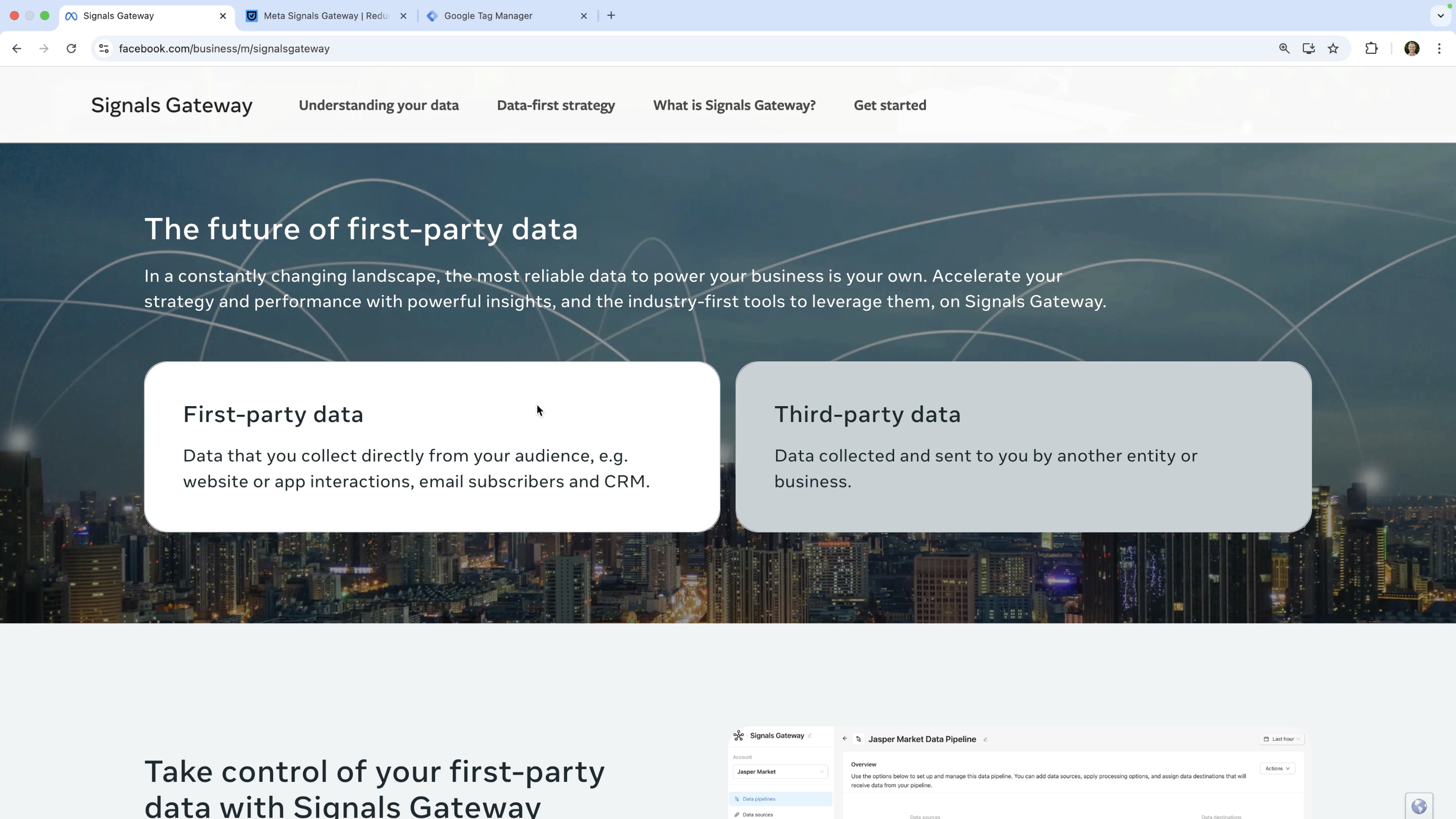 Facebook's product page covering Meta Signals Gateway