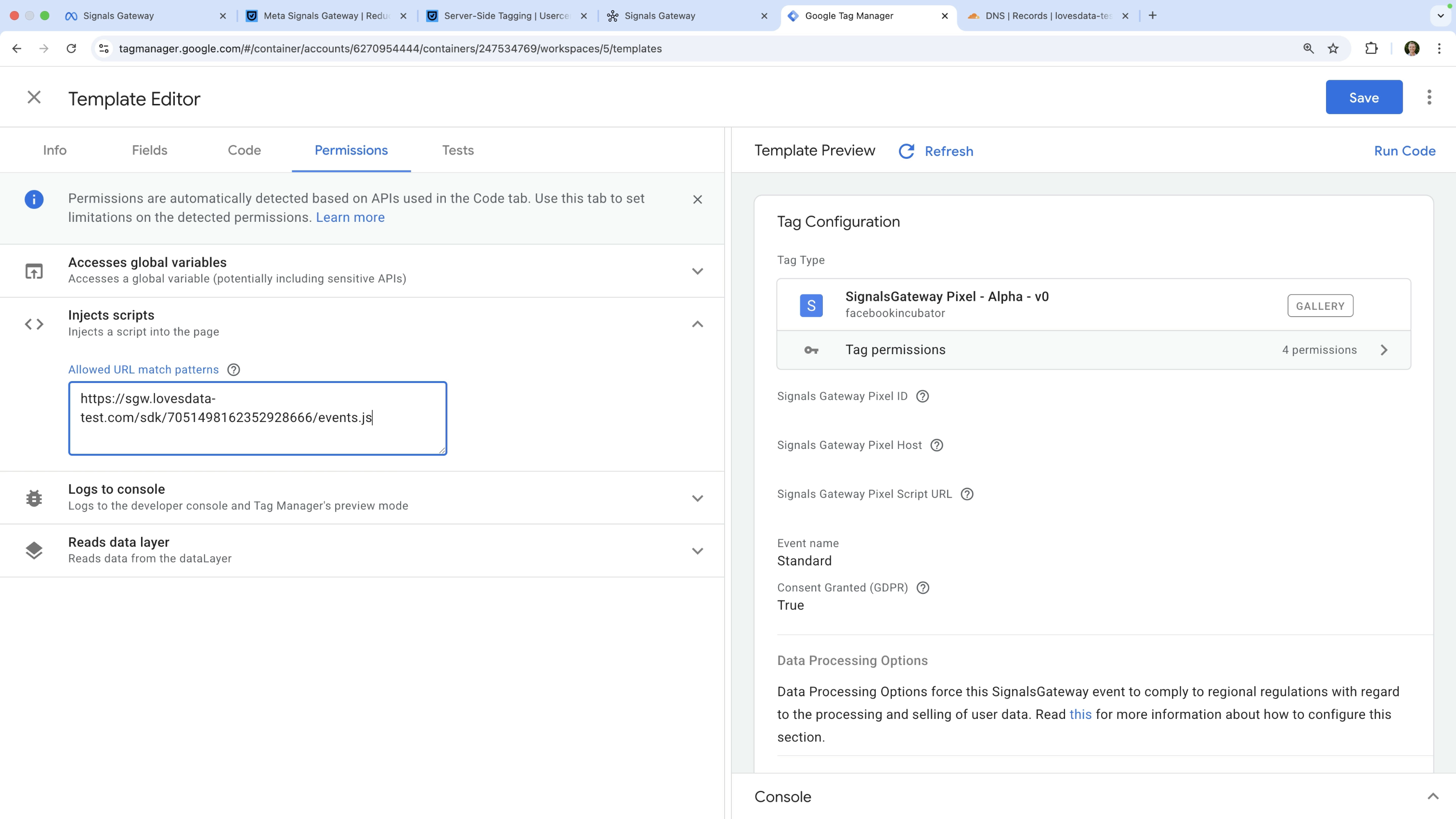 Add the Pixel Script URL to the tag template in Google Tag Manager