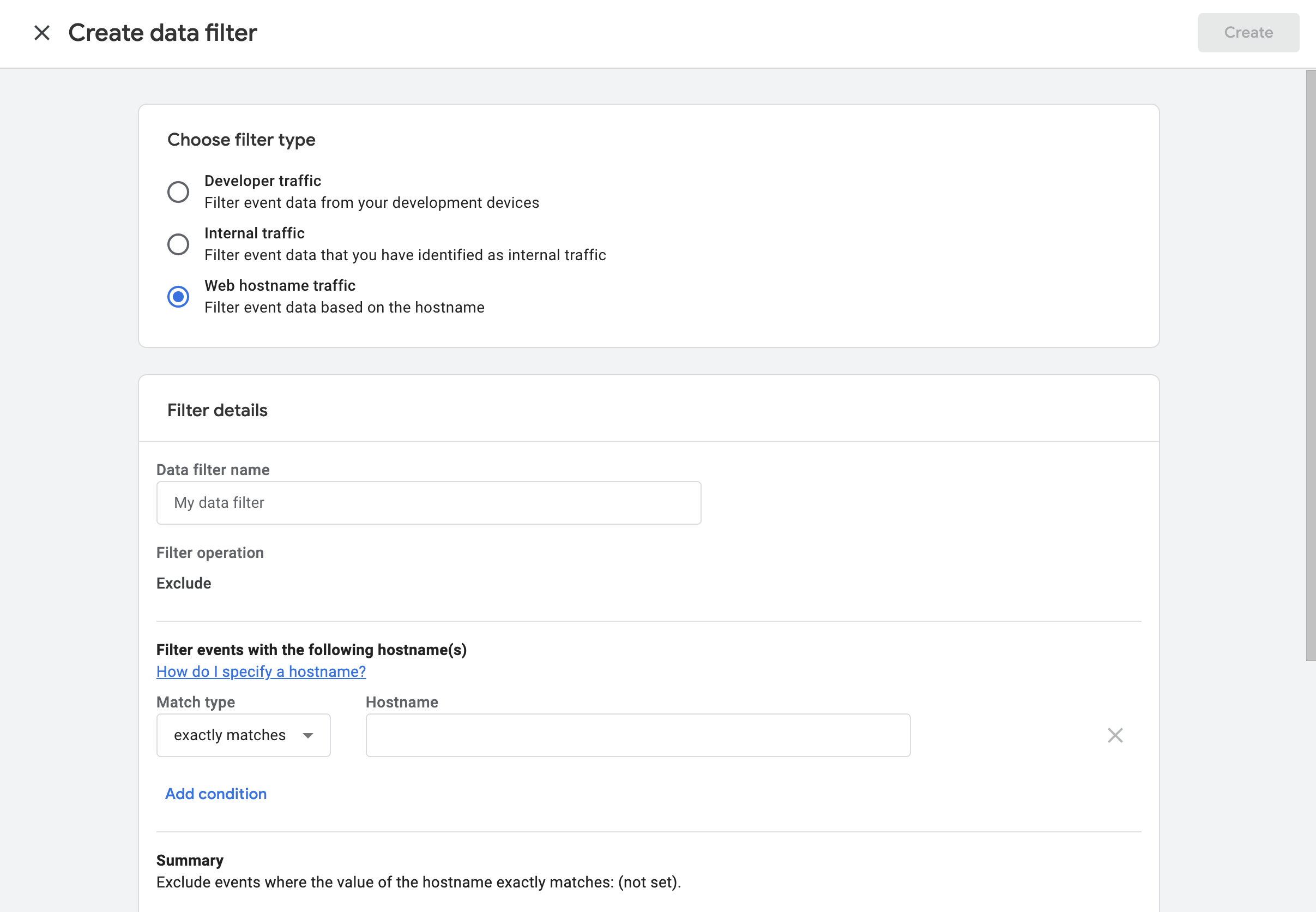 Hostname filter in Google Analytics before being configured
