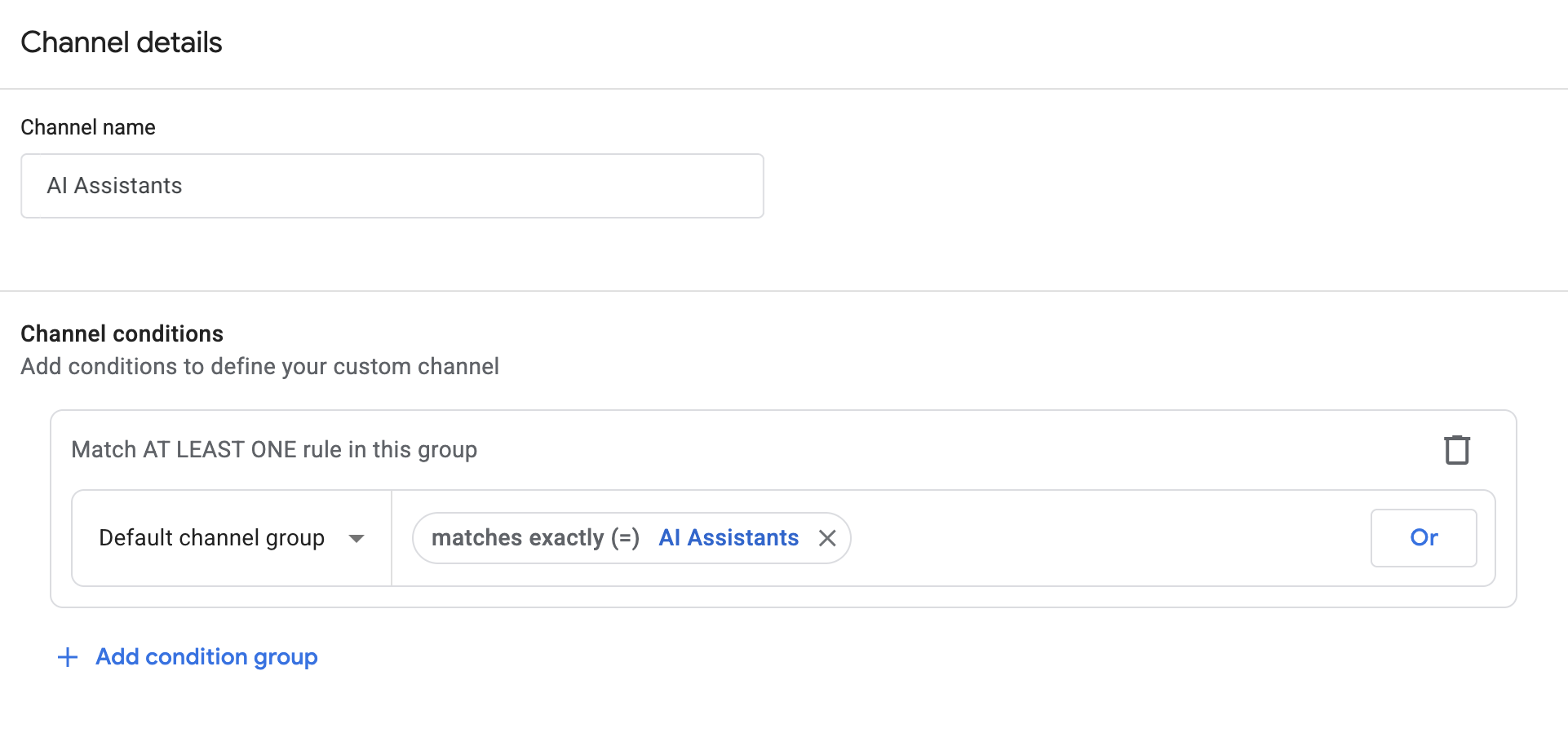 AI Assistant rule in the default channel group