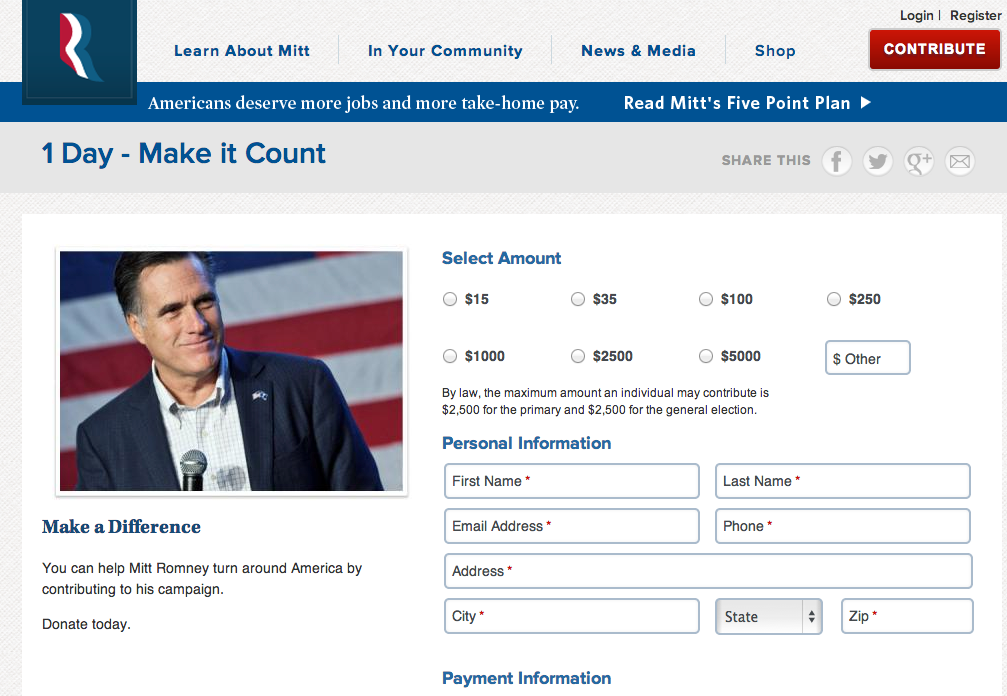 So let's take a look at why Obama's donation page has been so much more successf