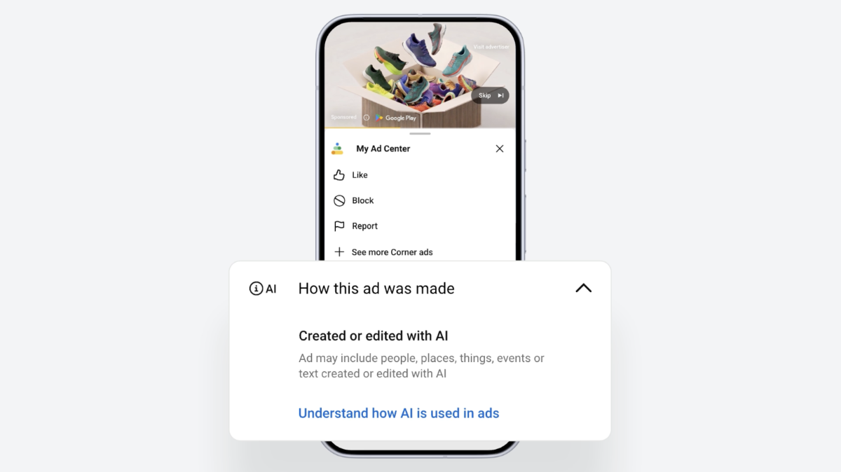 Example showing Google's 'Created or edited with AI' label