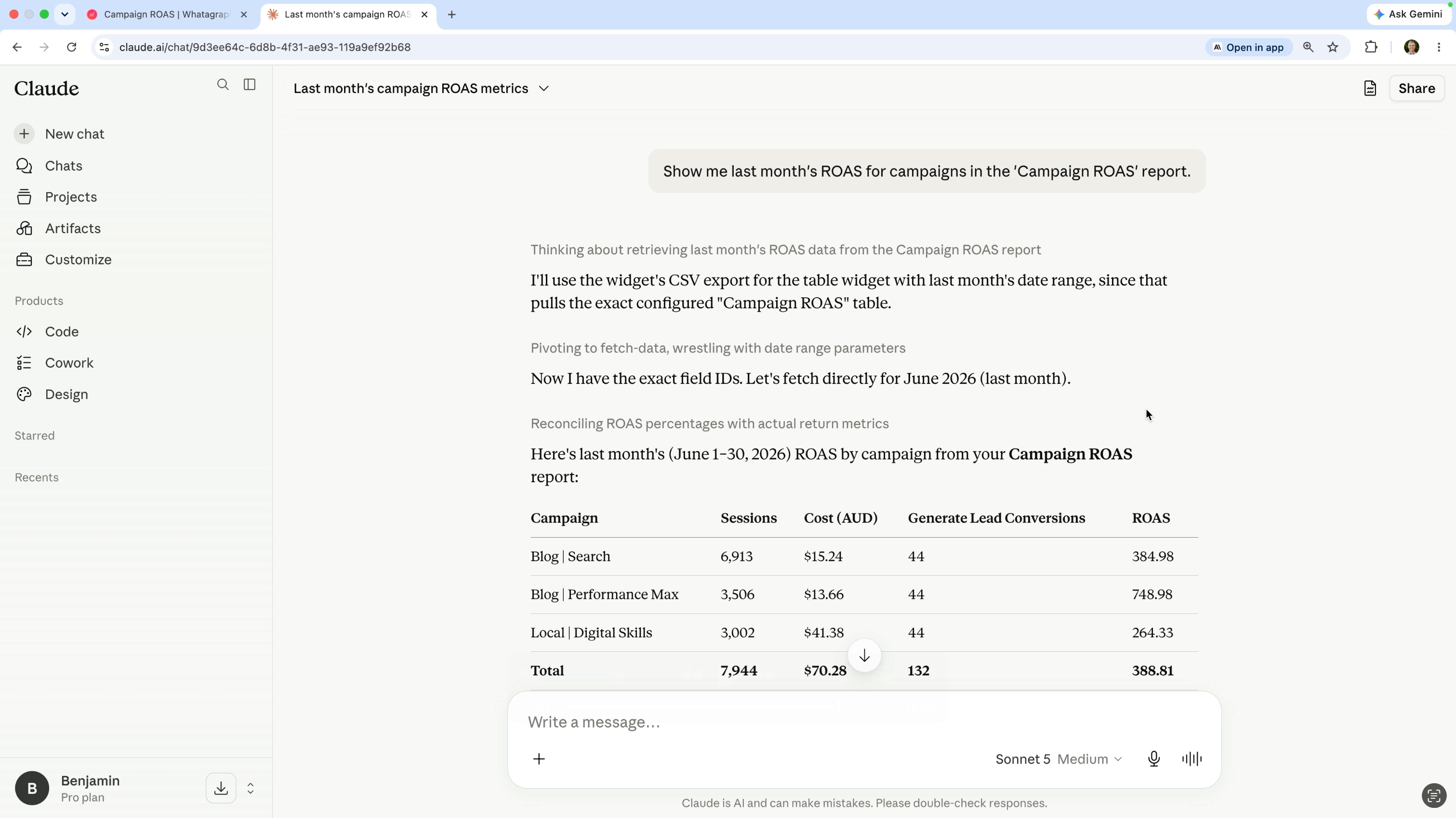 Analyzing marketing data in Claude